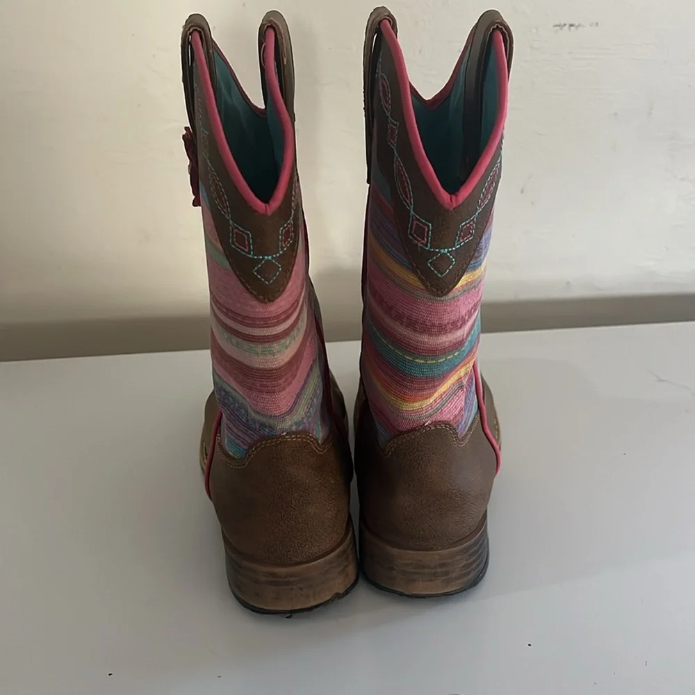 Twister Kids Boots with Brown and Pink Stripes